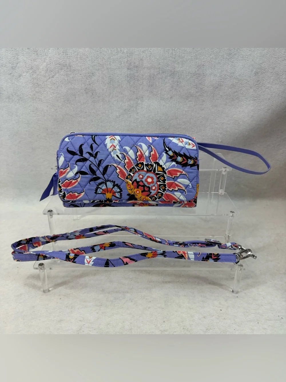 Vera Bradley RFID Wallet Crossbody Clutch Wristlet Mural Garden Detachable Strap - Picture 2 of 7